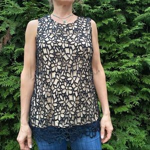 Neiman Marcus M Tan and Black Lace Cover Dressy to Casual